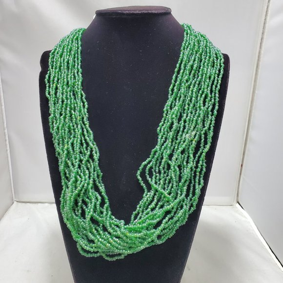 Signature Green seed bead multi strand necklace 18 strand - Picture 1 of 4